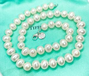 Tiffany & Co. Freshwater Pearl Strand Necklace 8-9mm Sterling Silver 18"